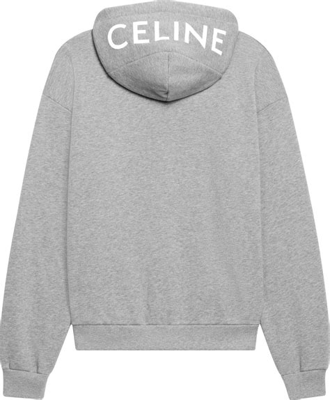 celine grey zip up hoodie|CELINE LOOSE HOODIE IN COTTON FLEECE .